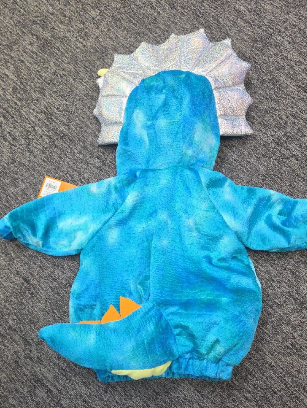 Blue Triceratops Kids Halloween Costume with Yellow Accents - Picture 6 of 6
